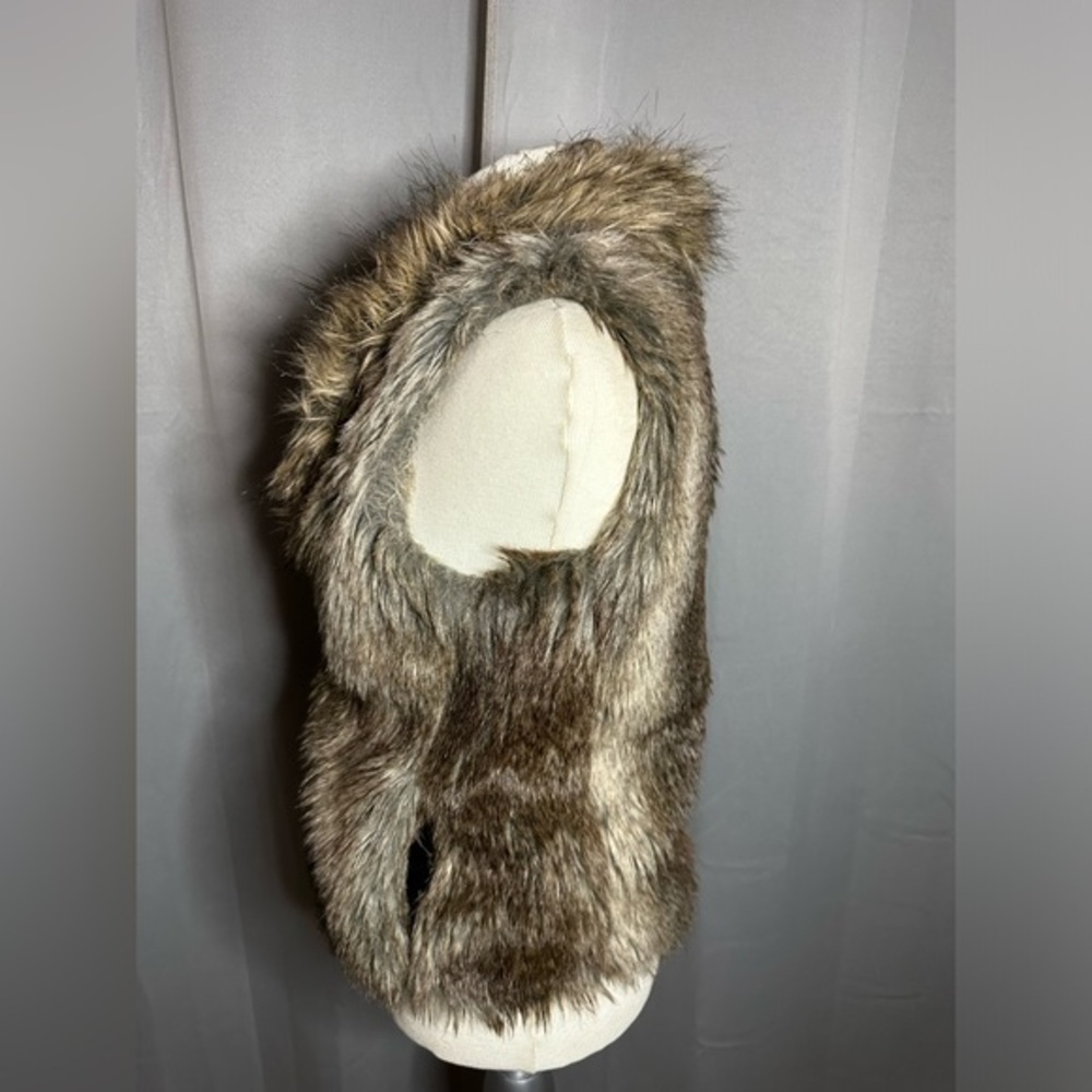 EXPRESS Faux Fur Vest Women Small Brown Open Front Boho Winter Layering - Picture 10 of 16